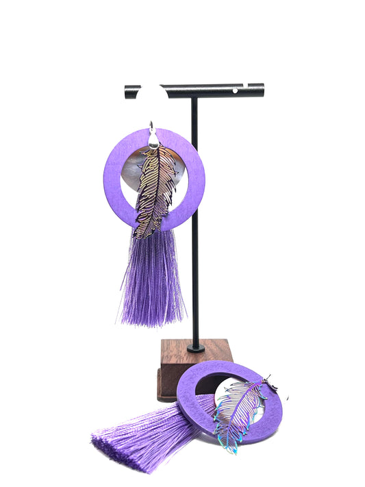 Auskarai „Kutas“ – Šviesiai violetiniai