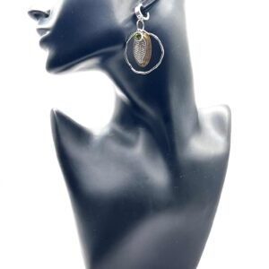 Auskarai „Auskinis lapelis“ žalias