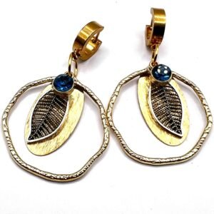 Auskarai „Auskinis lapelis“ mėlynas